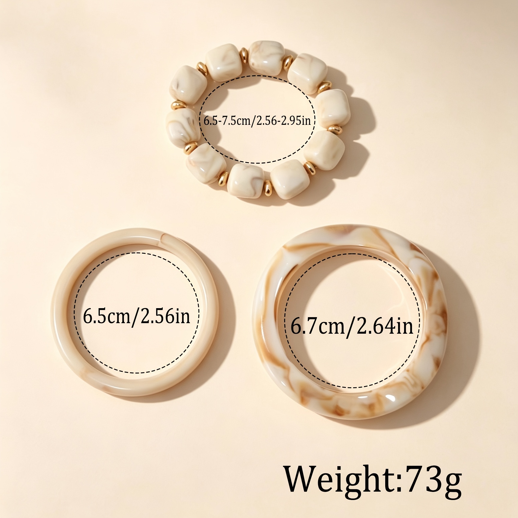 3pcs Women's Bohemian French Retro Square Bead Bracelet Set